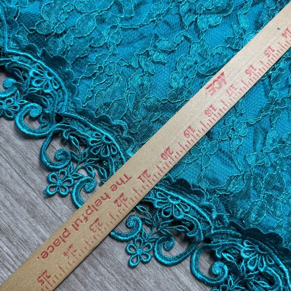 VTG Cachet Bari Protas 80s Lace Overlay Blouse Top 8 NWT USA Turquoise Back Zip - Picture 6 of 8